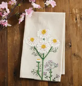 Daisy Embroidered Kitchen Towel