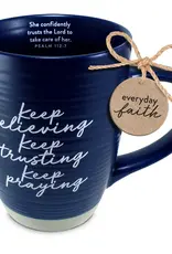 COFFEE MUG KEEP BELIEVING TRUSTING BLUE