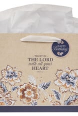 Trust in the Lord Honey-brown and Navy Large Landscape Gift Bag - Proverbs 3:5