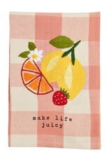 Make Life Juicy Floral Check Towel