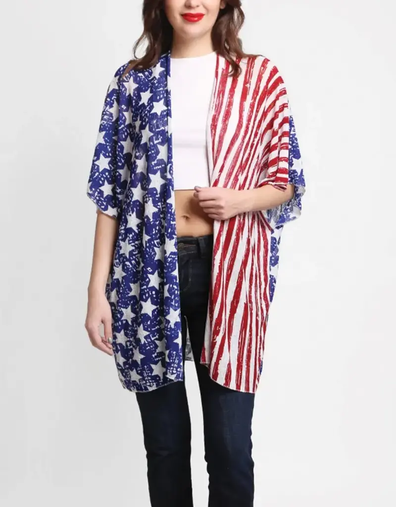 USA Flag Kimono Cover Up