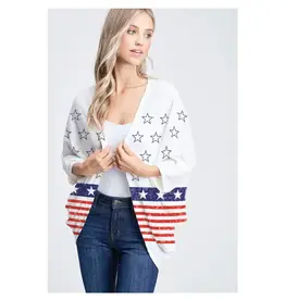 American Flag Print Kimono Loose Fit Cardigan