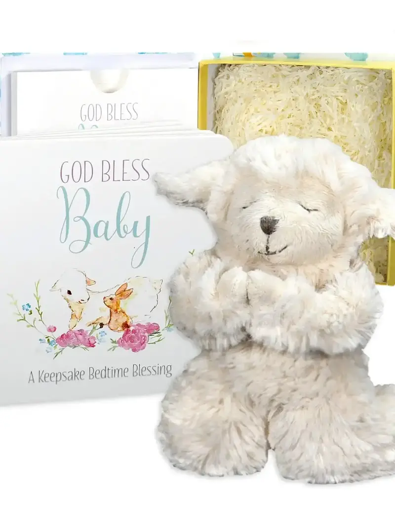 God Bless Baby Gift Set w/ Book, Praying Lamb and Book