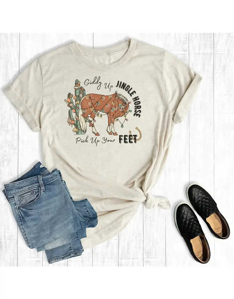 Western Christmas Giddy Up Jingle Horse Graphic Tee