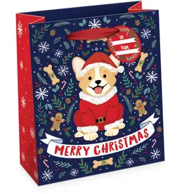 Medium Vertical Premium Gift Bags Santa Corgi