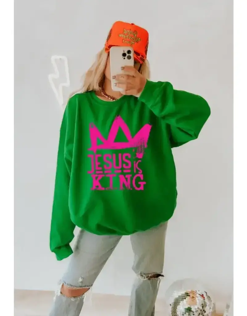 Jesus Is King Kelly Green Sweatshirt