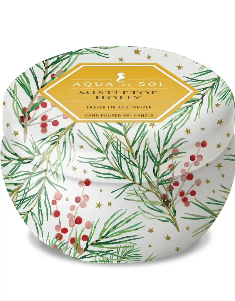 Petite 4 oz. Mistletoe and Holly Tin