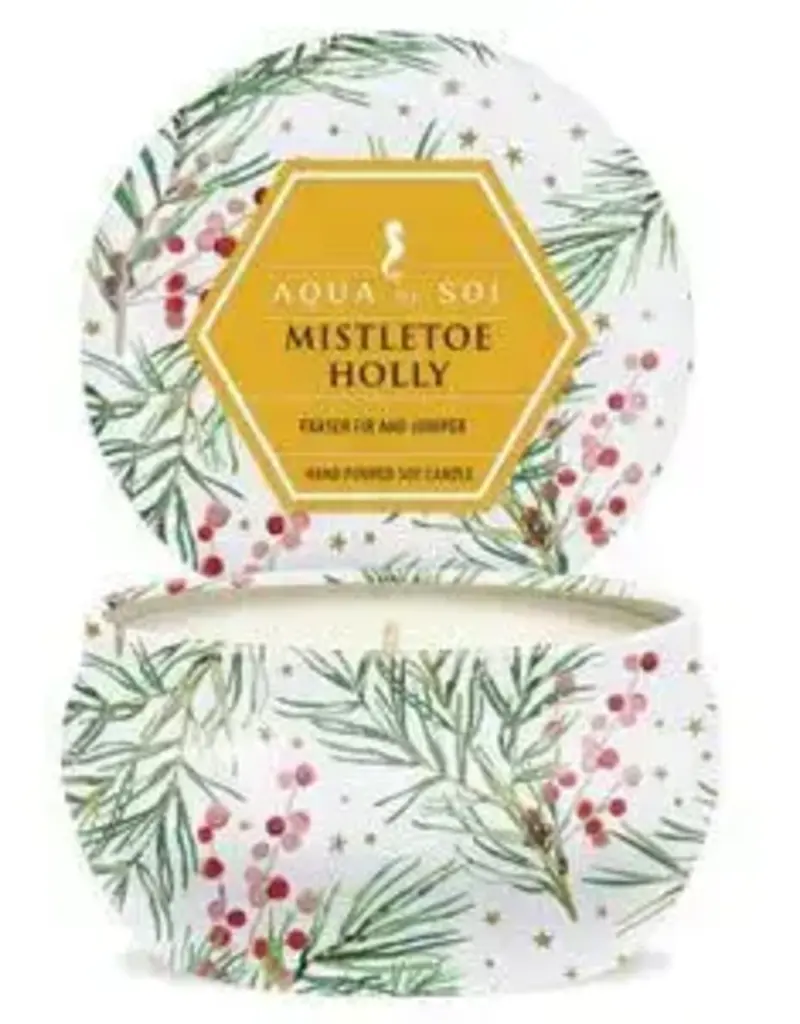 Petite 4 oz. Mistletoe and Holly Tin