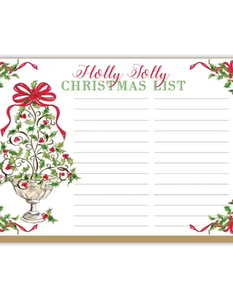 Holly Jolly Christmas Holly Topiary Red Luxe Large Notepad