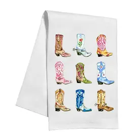 Handpainted Colorful Cowboy Boots Kitchen Towel