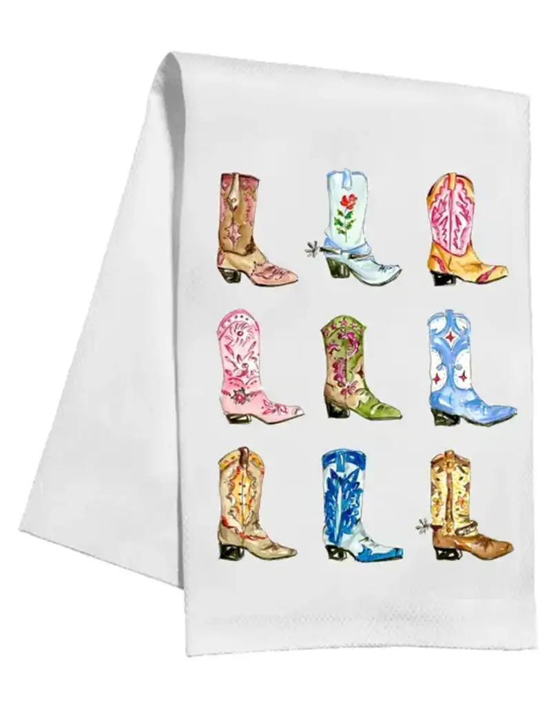 Handpainted Colorful Cowboy Boots Kitchen Towel