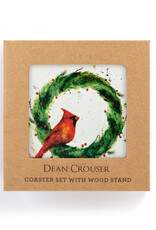 Cardinal in Holly Wreath Coasters - Set of 4