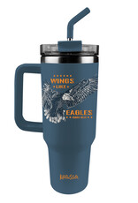 Kerusso 40 oz Stainless Steel Mug With Straw Wings Like Eagles