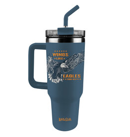 Kerusso 40 oz Stainless Steel Mug With Straw Wings Like Eagles