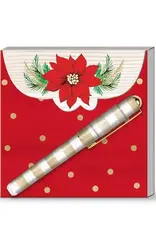 Matchbook Pad with Pen Poinsettias