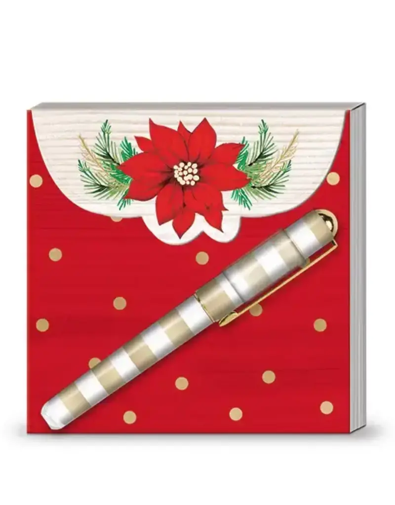 Matchbook Pad with Pen Poinsettias