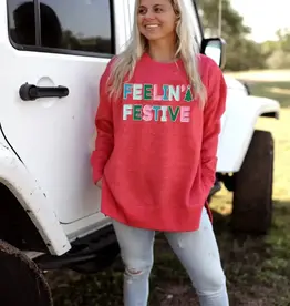 Burnout Sweatshirt - Feelin' Festive (Red)