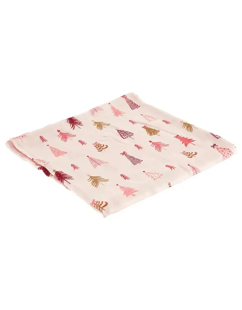 Swaddles with Plush Rattle - Pink Tree