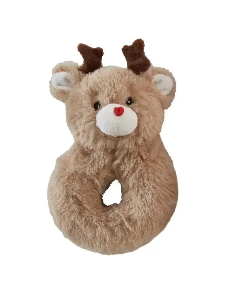 Swaddle Blanket + Plush Reindeer Rattle - Reindeer