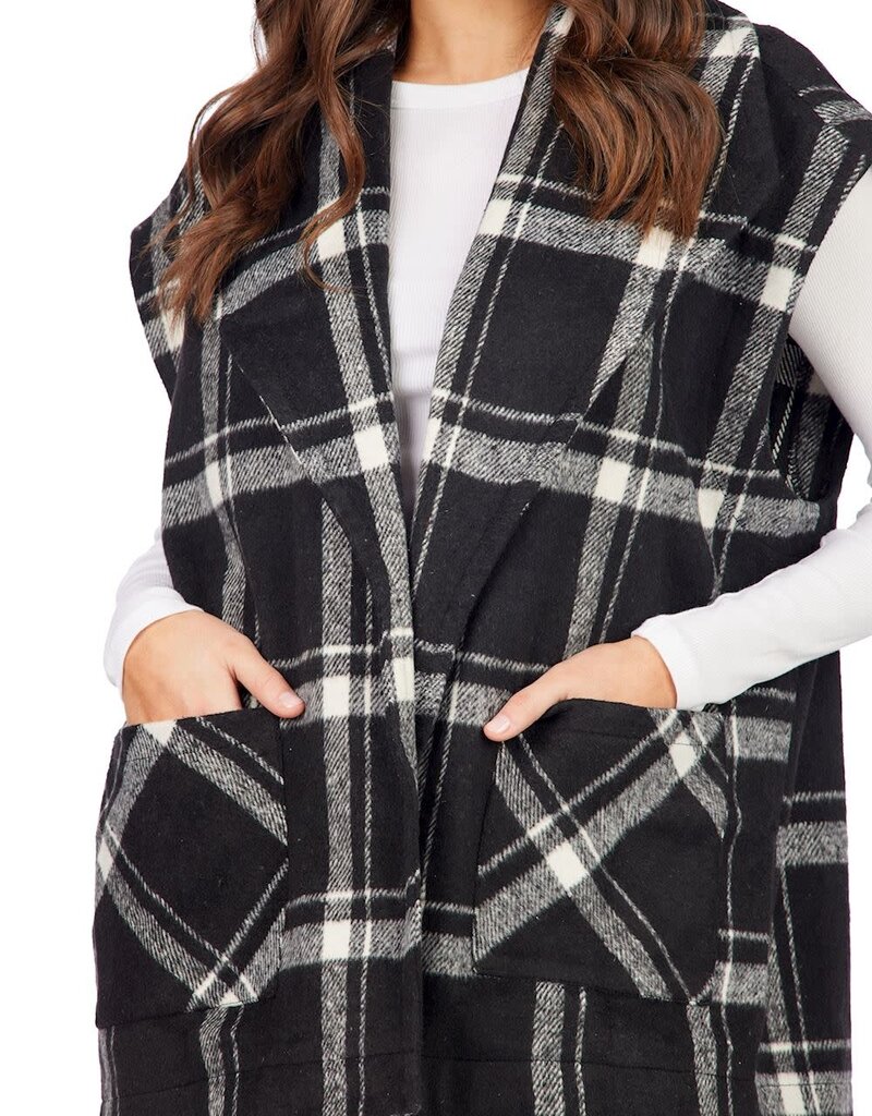 HENDRIX PLAID VEST-Black