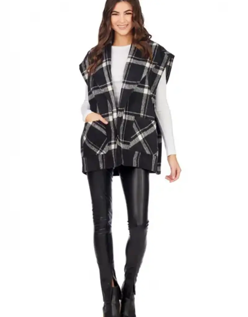 HENDRIX PLAID VEST-Black
