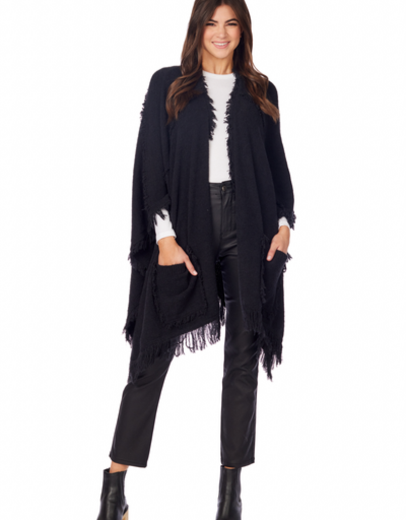 Fringe Poncho- Black