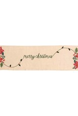 Merry Christmas Poinsettia Table Runner