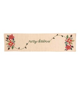 Merry Christmas Poinsettia Table Runner- Mud Pie