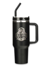 Be Strong in the Lord Black 40 Oz Tumbler with Reusable Straw - Ephesians 6:10