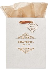 Grateful For You White and Gold Medium Gift Bag