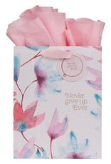 Never Give Up Pink Petals Medium Gift Bag