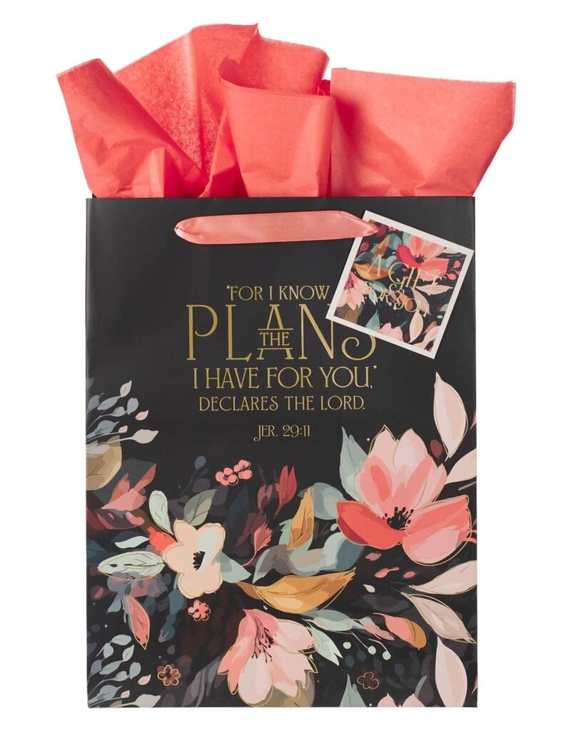 Hope and a Future Midnight Botanical Large Portrait Gift Bag - Jeremiah 29:11