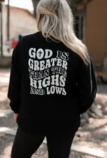 God Is Greater - Puff Ink  Corded Crew (Black)