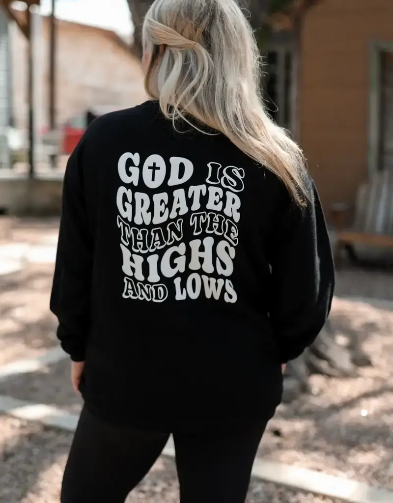 God Is Greater - Puff Ink  Corded Crew (Black)