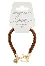 Bracelet-Wrapped In Love w/Heart Clasp-Brown