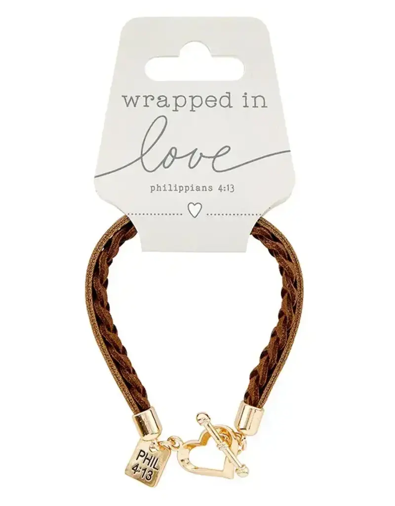 Bracelet-Wrapped In Love w/Heart Clasp-Brown
