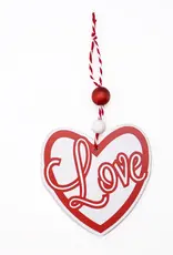 Love Script Ornament White/Red 4"