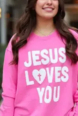 Jesus Loves You Puff- Sweatshirt (Pink)