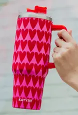 Girly Red Hearts Valentine's Day Tumbler with Handle