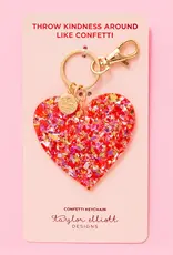 Keychain - Heart - Red + Pink Confetti