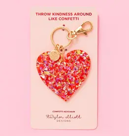 Keychain - Heart - Red + Pink Confetti
