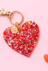 Keychain - Heart - Red + Pink Confetti