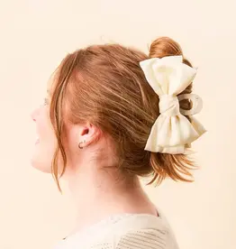 Satin Bow Claw Clip- Cream