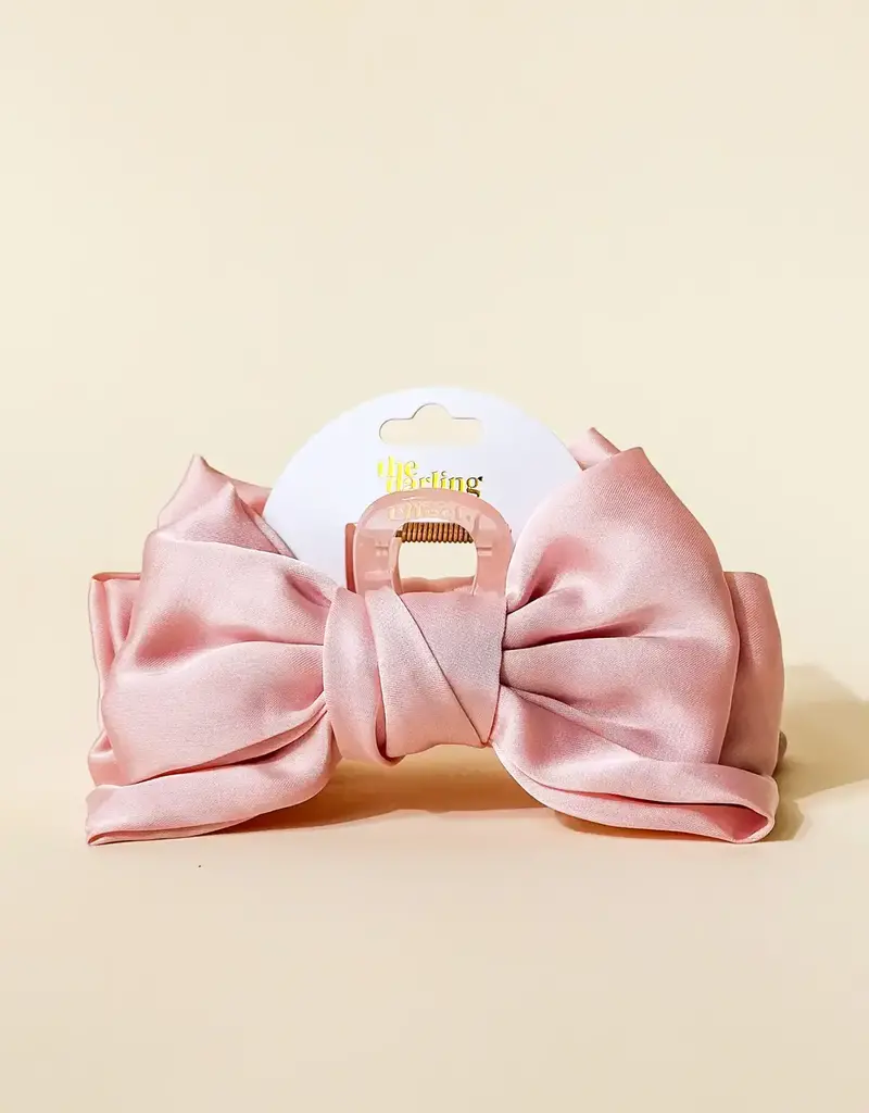 Satin Bow Claw Clip- Blush