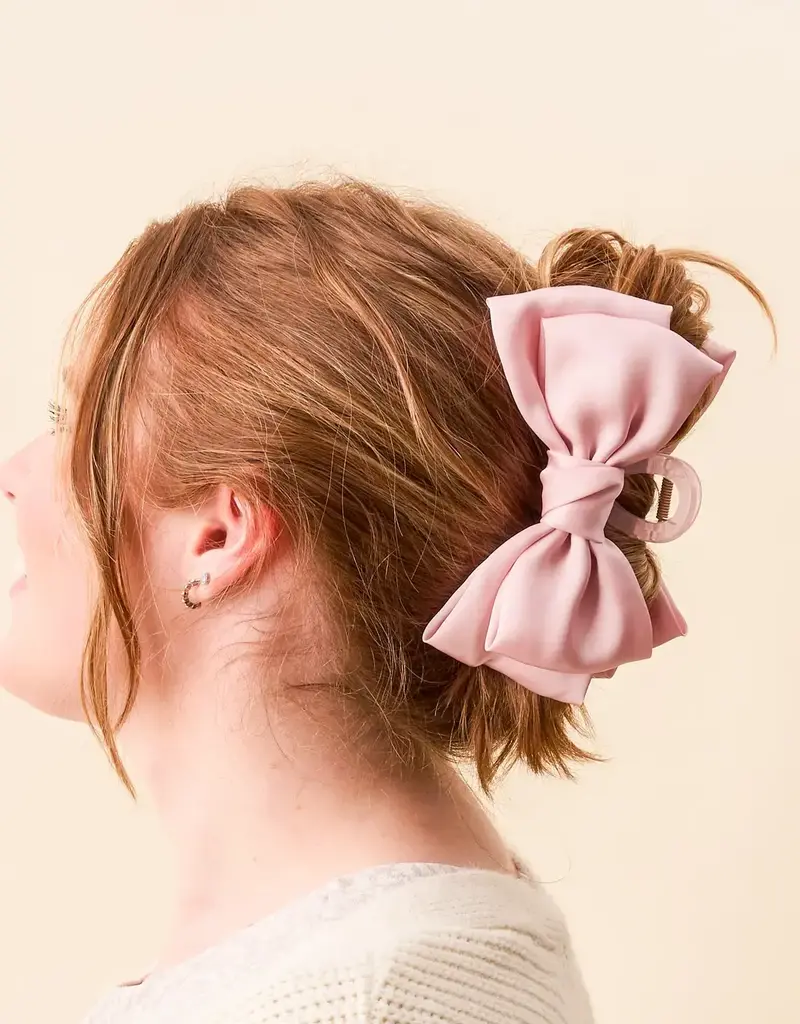 Satin Bow Claw Clip- Blush