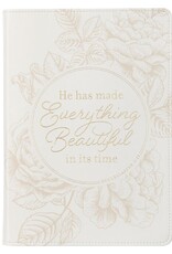 Everything Beautiful White Faux Leather  Journal - Ecclesiastes 3:11