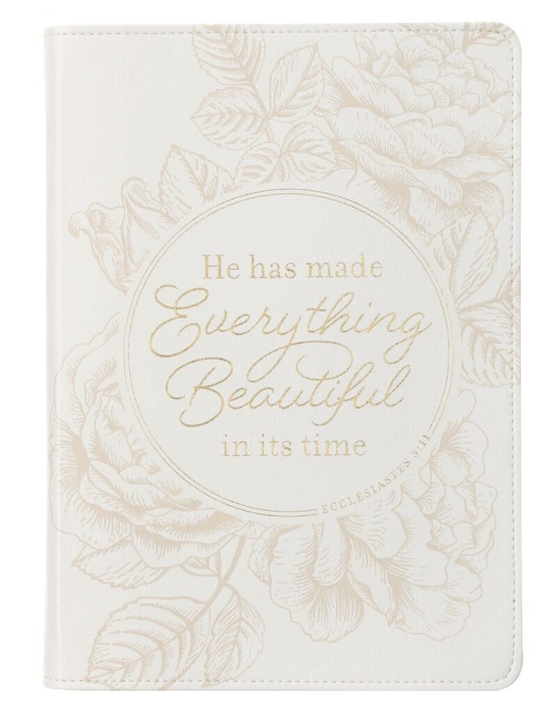 Everything Beautiful White Faux Leather  Journal - Ecclesiastes 3:11