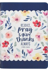 Give Thanks Blue Floral Faux Leather  Journal - 1 Thessalonians 5:16-17