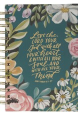 Love the Lord Teal Floral Wirebound Journal - Matthew 22:37