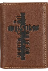 Wallet-Genuine Leather-Cross/Jesus-Trifold-Brown